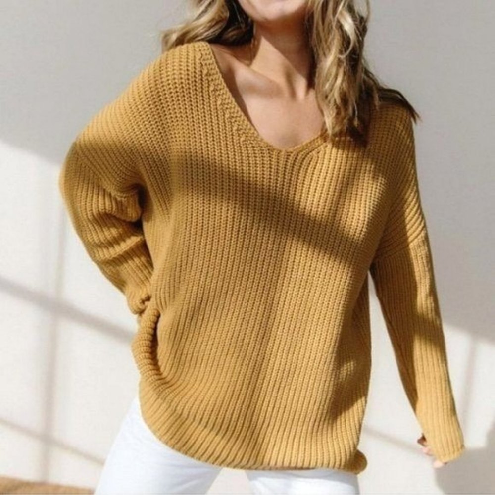 Jenni Kayne Fisherman Organic Cotton Blend Sweater In Mustard
